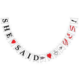 HON SADE JA, Red Heart, Diamond Ring och Pil Vimplar