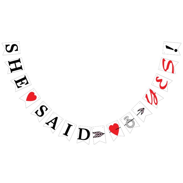 HON SADE JA, Red Heart, Diamond Ring och Pil Vimplar (Alla)