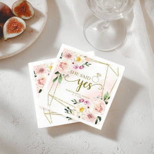 Hon Sade Ja Rosa Blommor Geometrisk Bröllopsfest Pappersservett