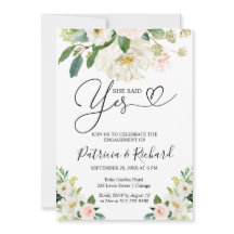 Hon Said Ja Förlovningsfest Inbjudan Blommig