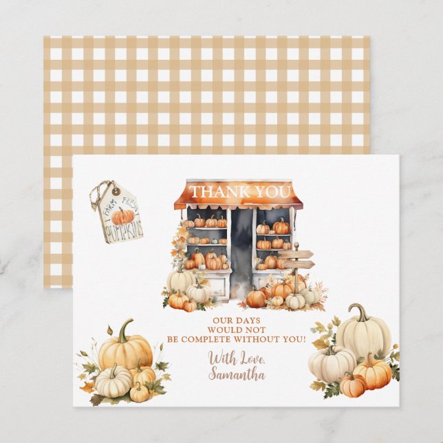 Hon Säljs Inte Höstpumpa Bröllopsfest  Tack Kort (Fram/baksida)