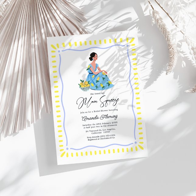 Hon Sannade Sin Huvudkram Bröllopsdusch Inbjudningar (She Found Her Main Squeeze Lemon Bridal Shower Invitation)