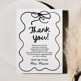 Hon Sätter Knuten Whimsical Bow Bröllopsfest Tack Kort