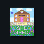 Hon Shed Woman Cave Garden Hut Personlig Namn Canvastryck<br><div class="desc">"Hon skrek" är kvinnans svar på mannen Cave. Den här originella, vackra, inslagna duken är till för kvinnor som kärlek kan fly till sin egen hemort. Den har en bild av en söt träskbyggnad, ett vitt betesstaket, stenstenar, en flygande blåfågel och en blomma. Ord "Hon Shed" har en blomma mönster...</div>