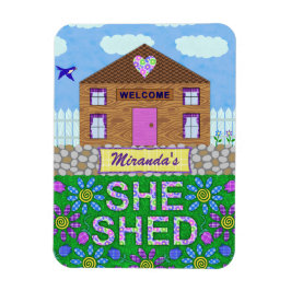 Hon Shed Woman Cave Garden Hut Personlig Namn Magnet