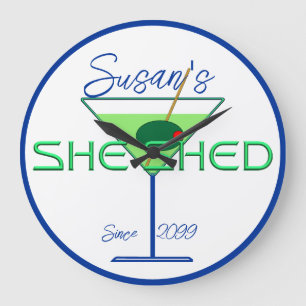 Hon Shed Womans Man Cave Pub Wall Clock Stor Klocka