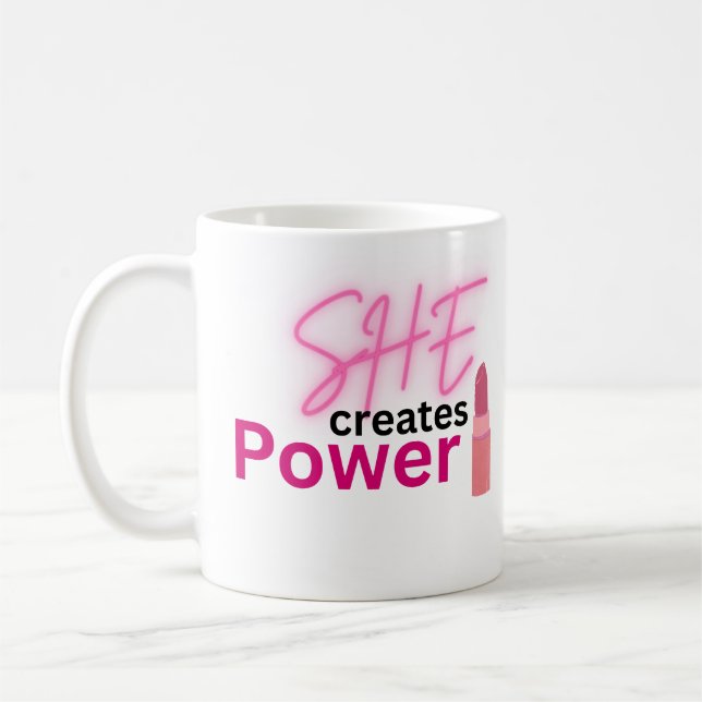 Hon Skapar Kraft Kvinnors Empowerment  Kaffemugg (Vänster)