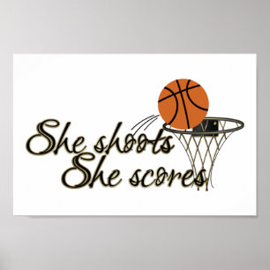 Hon skjuter, henne görar poäng (basket) poster