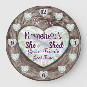 Hon skrek Diamonds Brown Päls Clock! Stor klocka