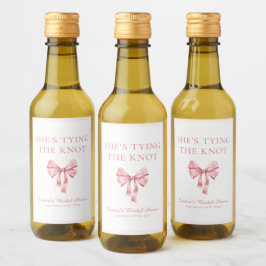 Hon Slar Knuten Soft Rosa Coquette Bröllopsdusch Vinetikett