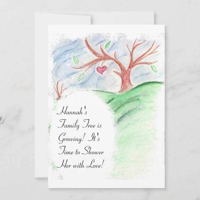 Hon stamträd växer - baby showerinbjudan inbjudningar (Framsida)