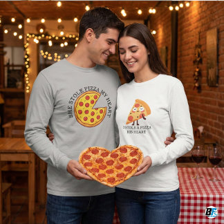 Hon Stjäl Pizza Mitt Hjärta Rolig Mat Matpar Matc T Shirt