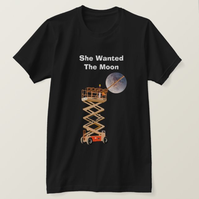 Hon Svart T-Shirt Önskade Månen (Design framsida)