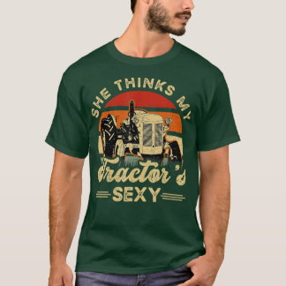 Hon tänka mina traktorer sexigt Farming Farmer Far T Shirt