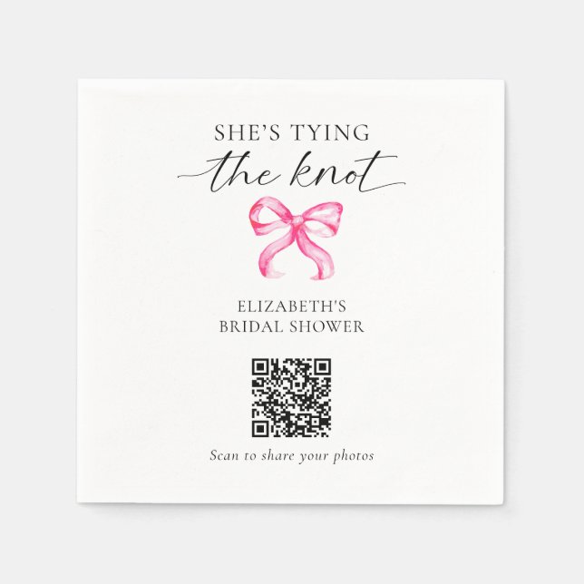 Hon trär ut Bröllopsdusch QR Foto Delning Pappersservett (Framsidan)