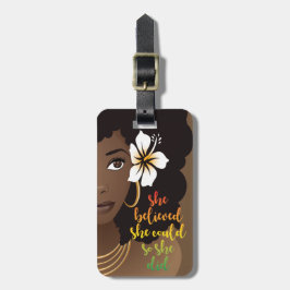 Hon trodde att hon kunde, Black Woman, Flower Brow Bagagebricka