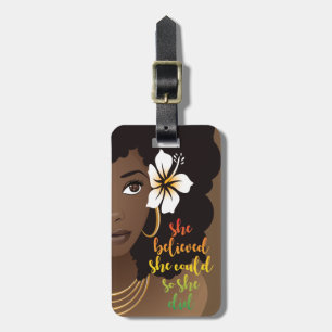 Hon trodde att hon kunde, Black Woman, Flower Brow Bagagebricka
