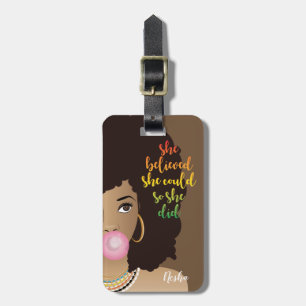 Hon trodde att hon kunde, Black Woman, Gum, Brown Bagagebricka