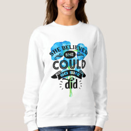 Hon trodde att hon kunde det | Blå Blommigt T Shirt