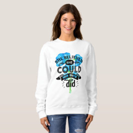 Hon trodde att hon kunde det | Blå Blommigt T Shirt