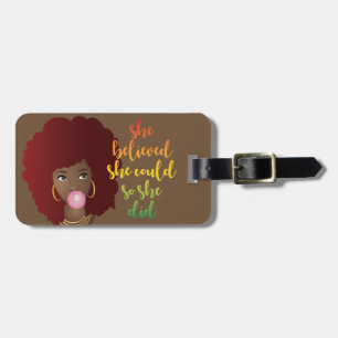 Hon trodde att hon kunde det, Red Afro, Brown Bagagebricka