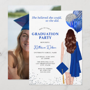 Hon trodde att hon kunde ha Blue Photo Studenten Inbjudningar