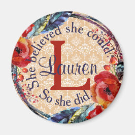 Hon trodde att hon kunde Monogram Blommigt Magnet