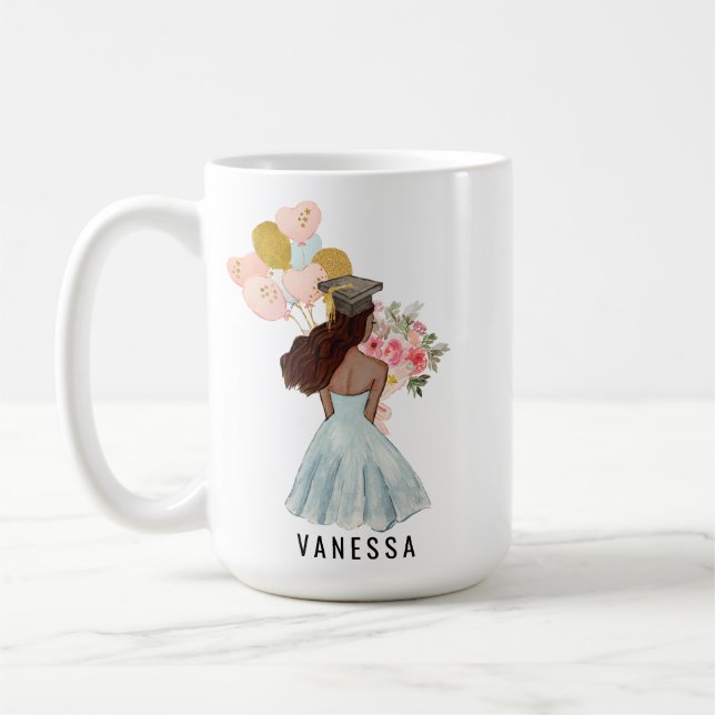 Hon trodde att hon kunde Studenten Mörk skin Girl Kaffemugg (Vänster)