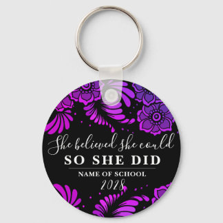 Hon trodde att hon kunde svart Lila blomma Blommig Nyckelring