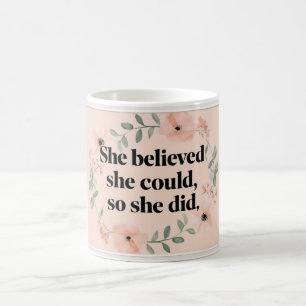 Hon trodde minimalistiskt kaffe mugg-blommor kaffemugg
