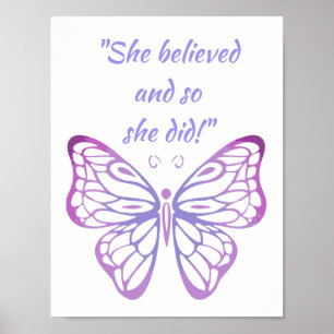 "Hon trodde och det gjorde hon." Citat Butterfly Poster