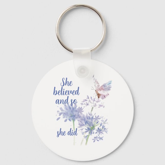 Hon trodde och så Motivational Quote Butterfly Nyckelring (Framsida)