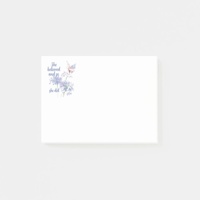 "Hon trodde och så Motivational Quote Butterfly Post-it Block (Framsida)