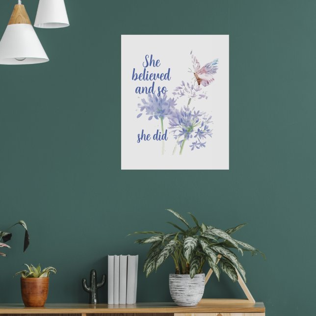 "Hon trodde och så Motivational Quote Butterfly Poster (Vardagsrum 1)