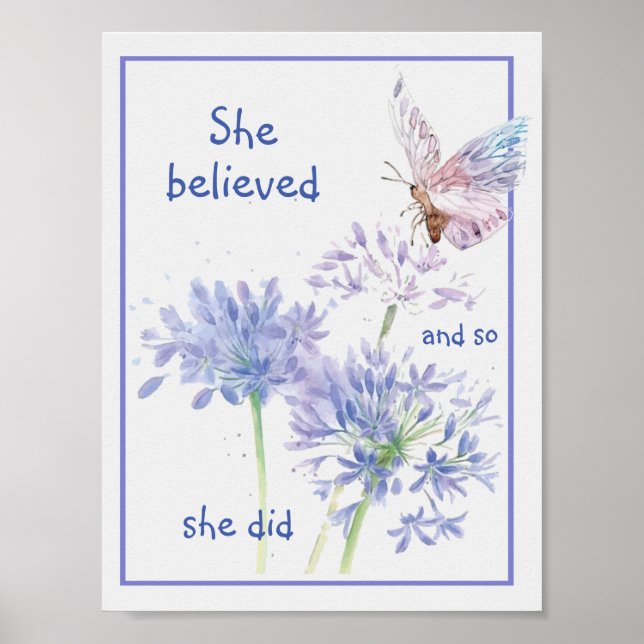 "Hon trodde på Motiv Quote Butterfly Poster (Framsidan)