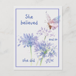 "Hon trodde på Motiv Quote Butterfly Vykort