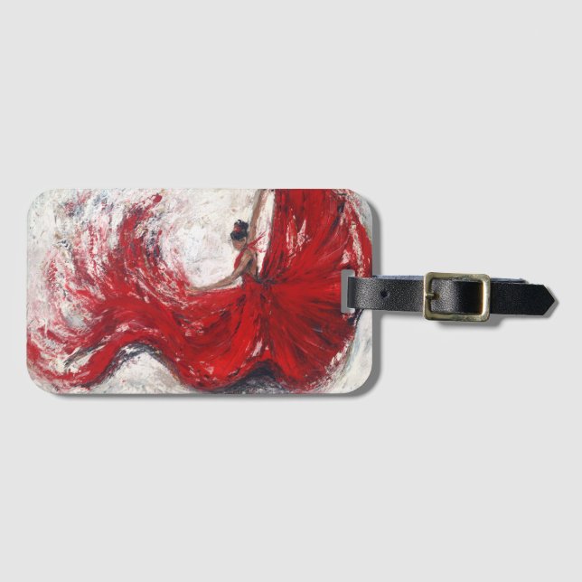 "Hon twirls" Art Luggage Tag Bagagebricka (Framsida horisontal)