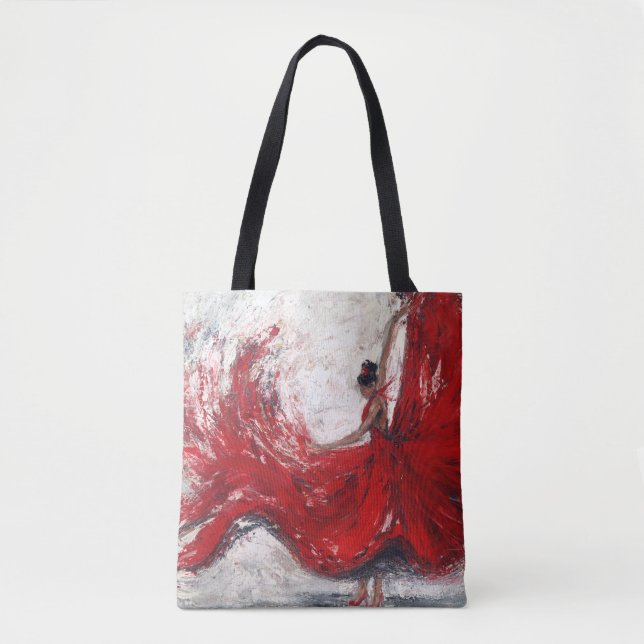 "Hon twirls" Art Tote Bag Tygkasse (Framsida)