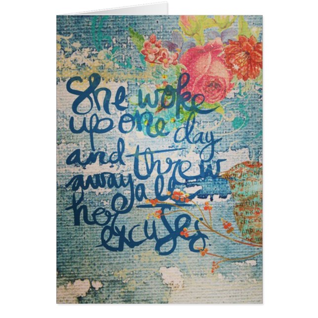 Hon vaknade en dag utan fler exkuskollage OBS kort (Framsidan)