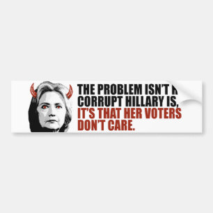 Hon väljare att bry sig inte - Devilish Hillary - Bildekal