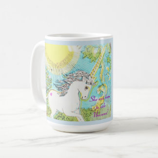 Hon var född att rida Unicorns! Kaffemugg