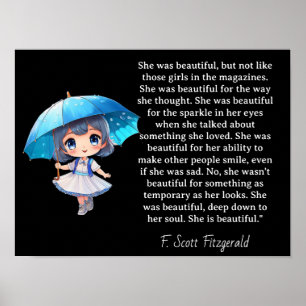 Hon var vacker === F.Scott Fitzgerald-citat Poster