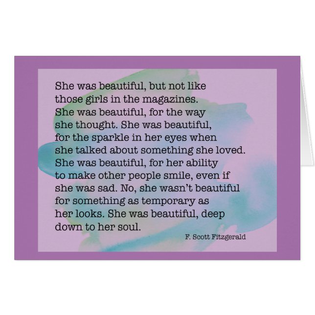 Hon var vacker Lila Edition Hälsningskort (Framsidan Horizontal)