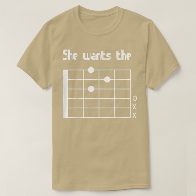 Hon vill ha D ChordFunny Music Guitar Player 285 T Shirt (Design framsida)