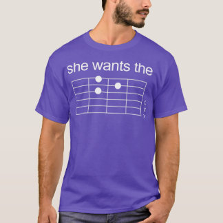 Hon vill ha D Guitar Chord WHITE T Shirt
