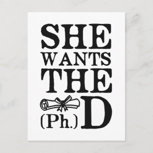 Hon vill ha PhD Vykort