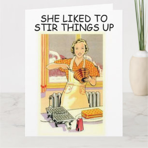 HON VILL STIR SAK UPP, RETRO HOUSEWIFE CARDS KORT