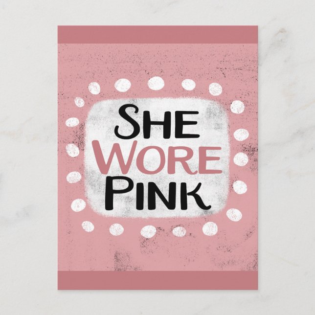 Hon Wore Rosa Postcard Vykort (Framsida)