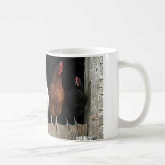 Höna fodrar kaffemugg