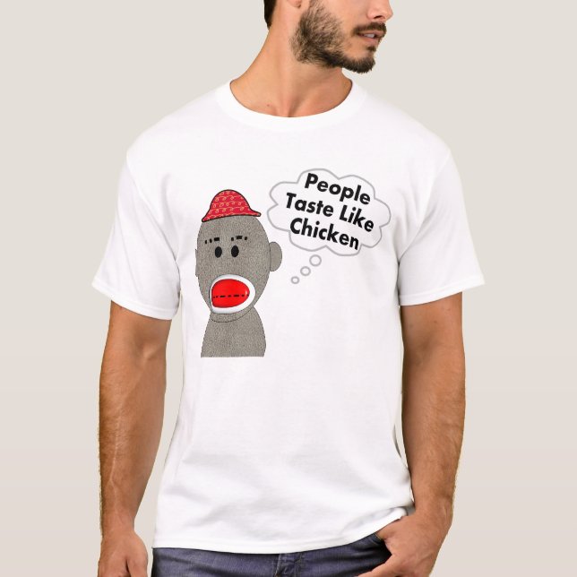 Höna för sock monkey"folk smaknågot liknande" t-shirt (Framsida)